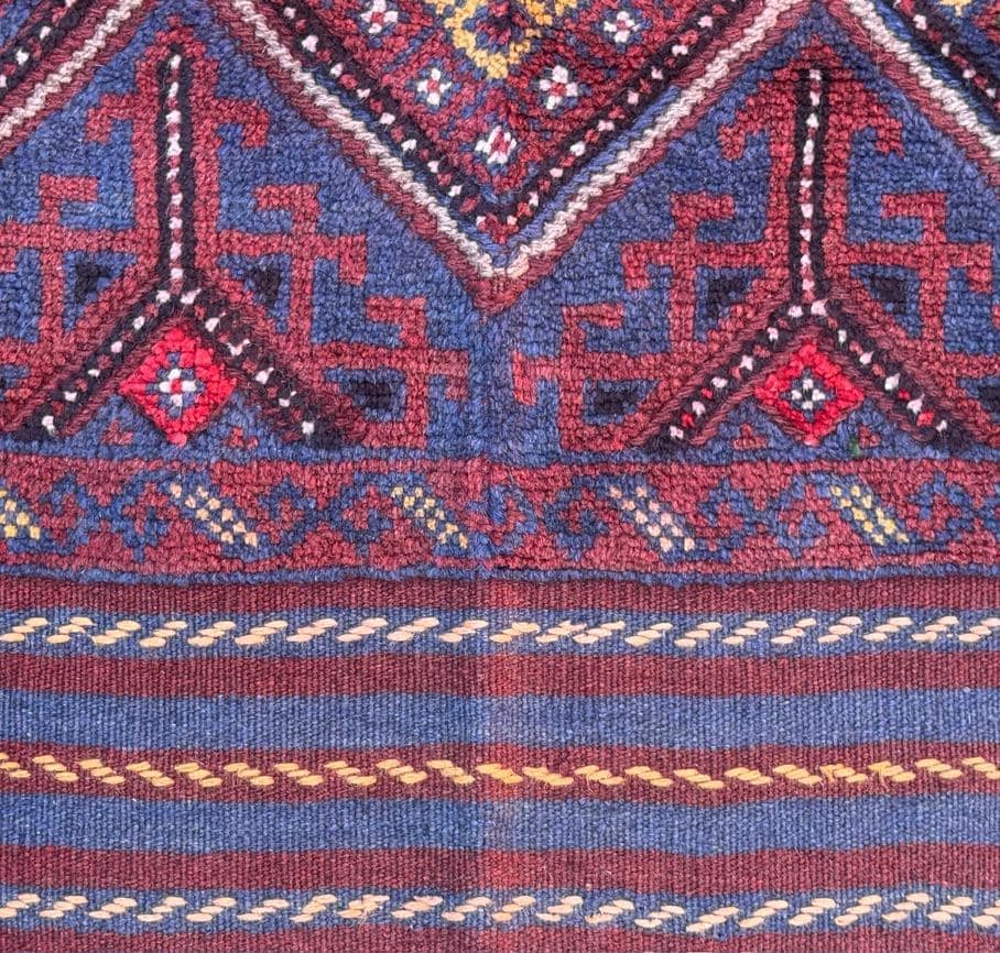 Afghan Mashwani Kilim Runner 2×8, Handmade Wool Tribal Diamond Hallway Rug