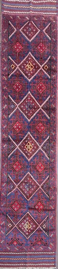 Afghan Mashwani Kilim Runner 2×8, Handmade Wool Tribal Diamond Hallway Rug