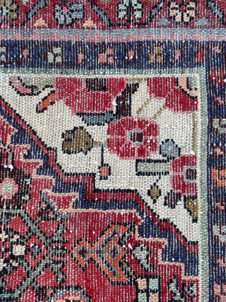 Vintage Turkish Rug 3.6×6.2, 1980s Anatolian Geometric Medallion Wool Village Rug