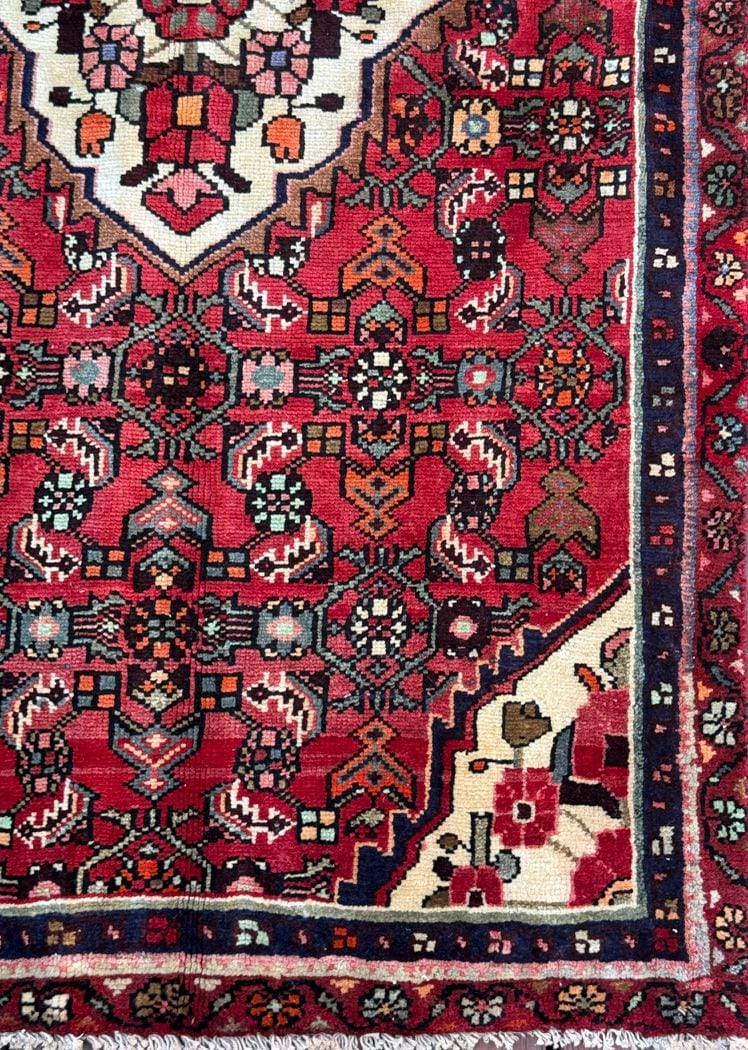 Vintage Turkish Rug 3.6×6.2, 1980s Anatolian Geometric Medallion Wool Village Rug