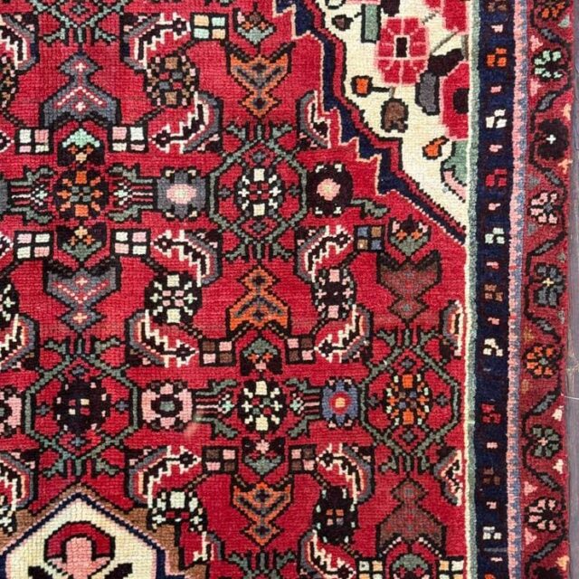 Vintage Turkish Rug 3.6×6.2, 1980s Anatolian Geometric Medallion Wool Village Rug