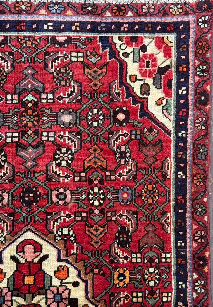 Vintage Turkish Rug 3.6×6.2, 1980s Anatolian Geometric Medallion Wool Village Rug