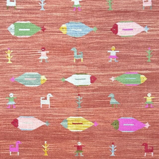 Modern Anatolian Kilim 5×8, Geometric Fish Design, Flatweave Wool Tribal, Boho Interior Accent