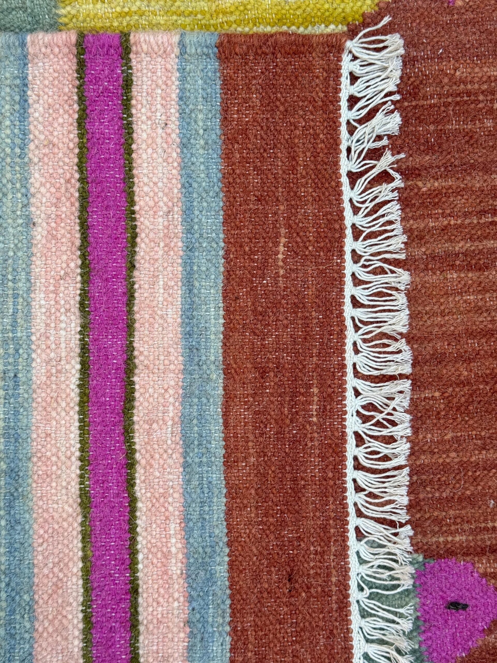 Modern Anatolian Kilim 5×8, Geometric Fish Design, Flatweave Wool Tribal, Boho Interior Accent