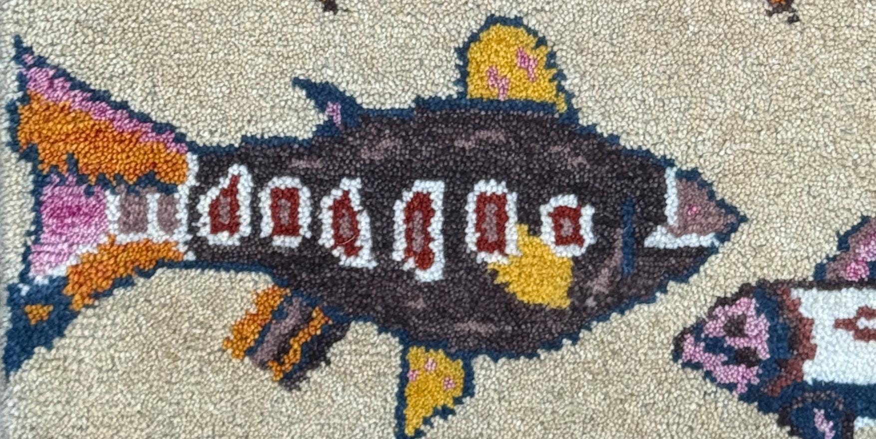 Turkish Fish Design Rug 2×3, Handmade Wool Bohemian Oushak Inspired Accent