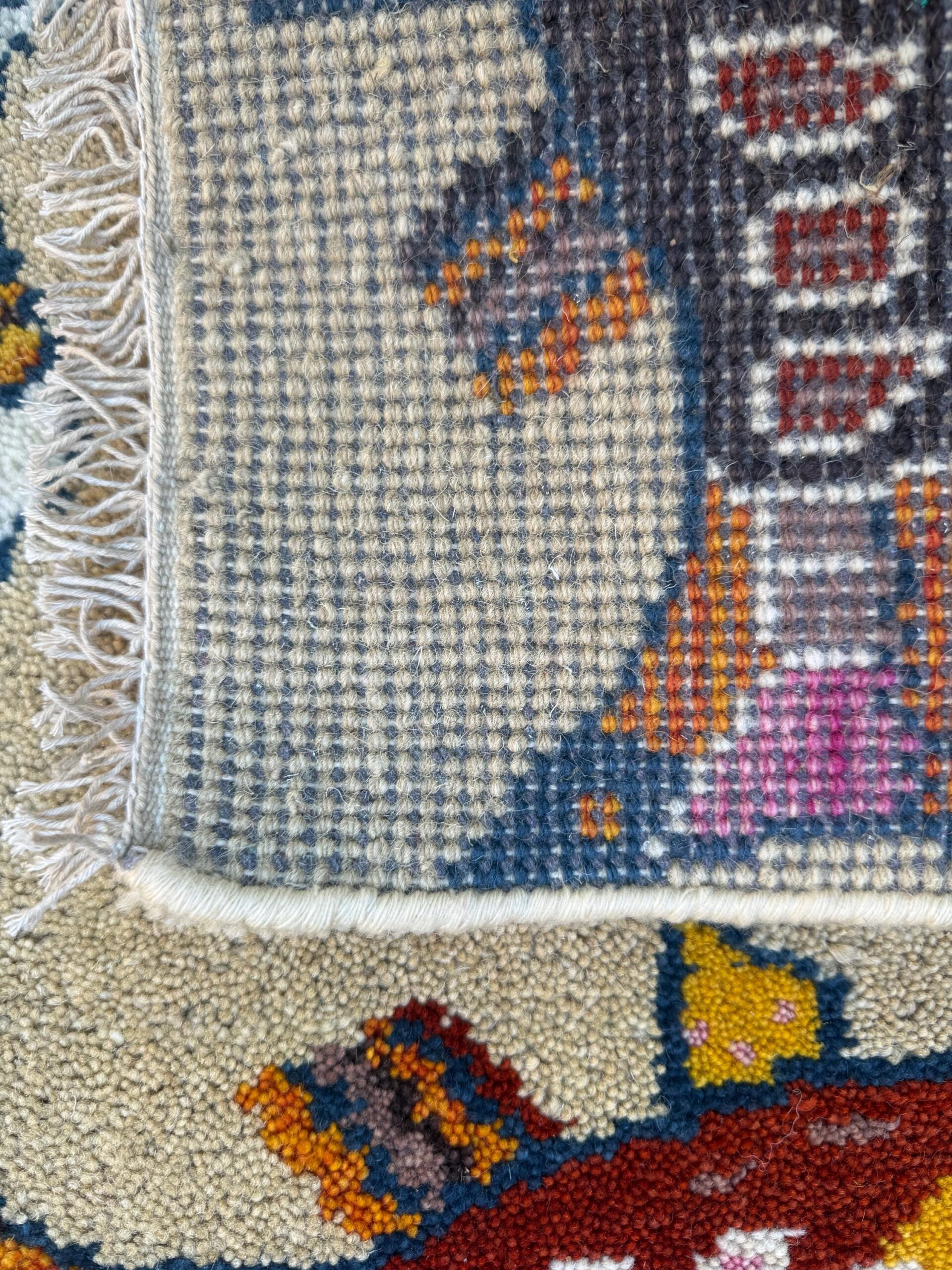 Turkish Fish Design Rug 2×3, Handmade Wool Bohemian Oushak Inspired Accent