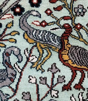 Turkish Oushak Style Runner 2.6×8.1, Tree of Life Bird Design, Handmade Wool Bohemian Accent Rug