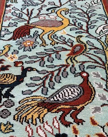 Turkish Oushak Style Runner 2.6×8.1, Tree of Life Bird Design, Handmade Wool Bohemian Accent Rug