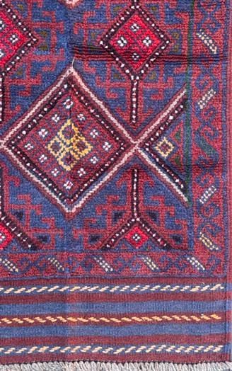 Afghan Mashwani Kilim Runner 2×8, Handmade Wool Tribal Diamond Hallway Rug