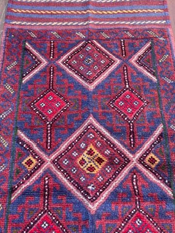 Afghan Mashwani Kilim Runner 2×8, Handmade Wool Tribal Diamond Hallway Rug