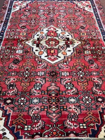 Vintage Turkish Rug 3.6×6.2, 1980s Anatolian Geometric Medallion Wool Village Rug