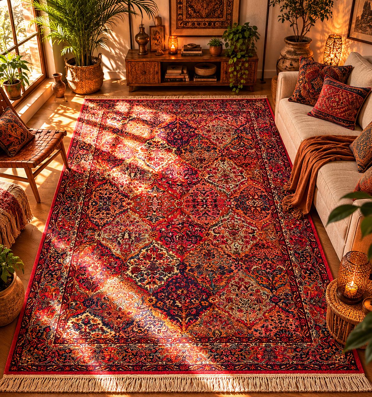 Authentic Vintage Karastan Wool Rug 5.9×9.8 ft Persian Panel Design Rug Traditional Oriental Area Rug Made in USA