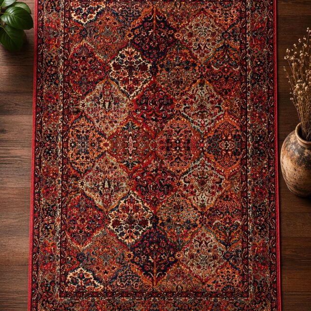 Authentic Vintage Karastan Wool Rug 5.9×9.8 ft Persian Panel Design Rug Traditional Oriental Area Rug Made in USA