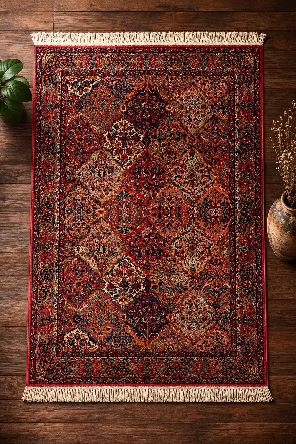 Authentic Vintage Karastan Wool Rug 5.9×9.8 ft Persian Panel Design Rug Traditional Oriental Area Rug Made in USA