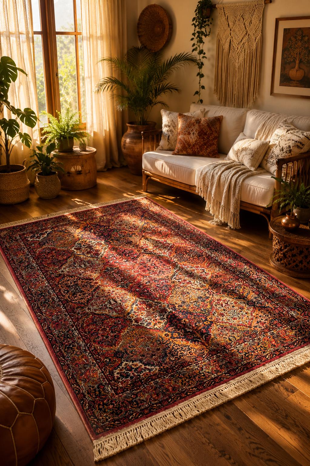 Authentic Vintage Karastan Wool Rug 5.9×9.8 ft Persian Panel Design Rug Traditional Oriental Area Rug Made in USA